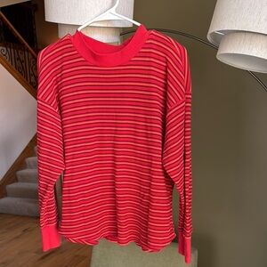 Sonoma Women's Red Striped Jersey Top Size Large